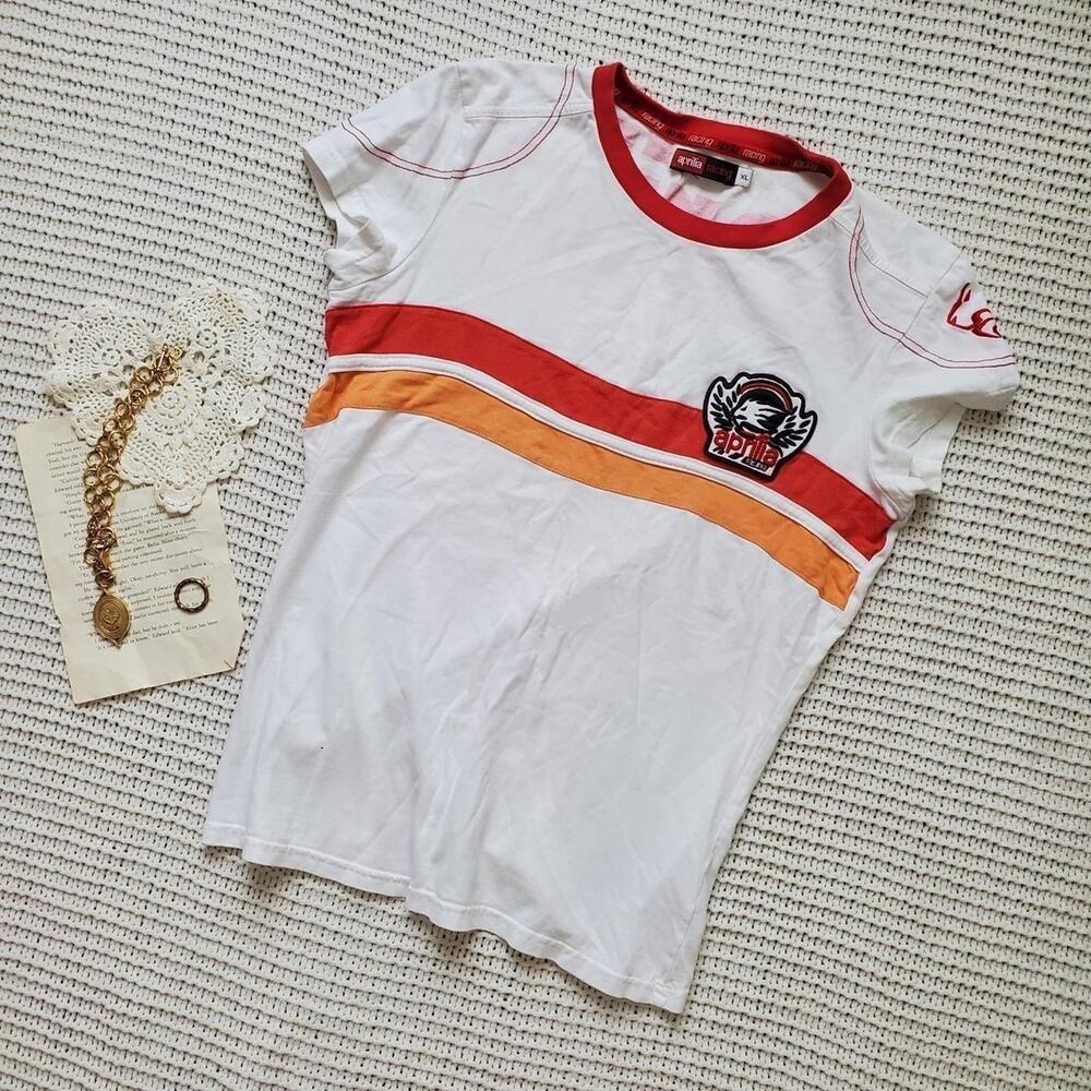 Aprilia racing graphic top with embroidered patch